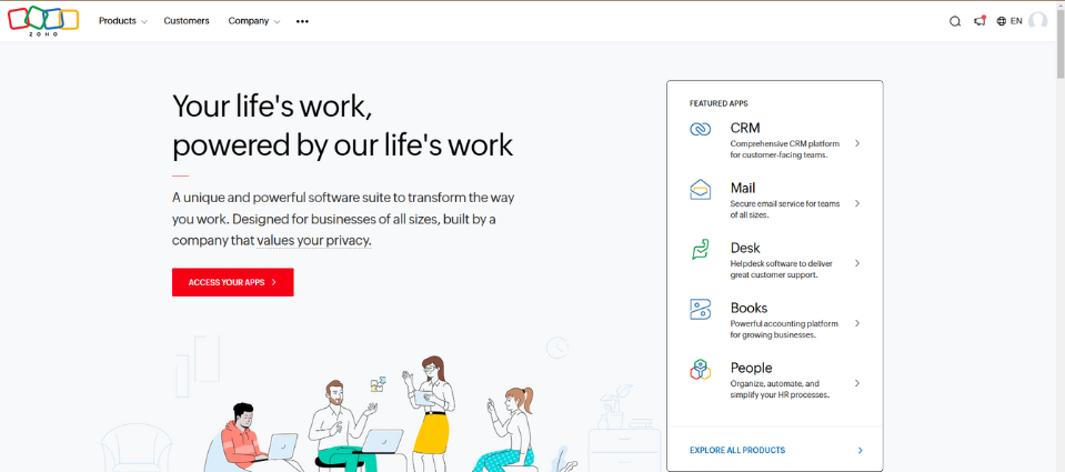 Zoho Homepage